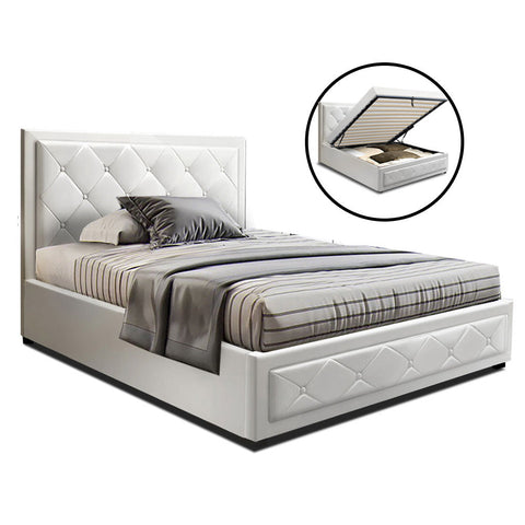 Artiss Bed Frame King Single Size Gas Lift White TIYO Chez Guru