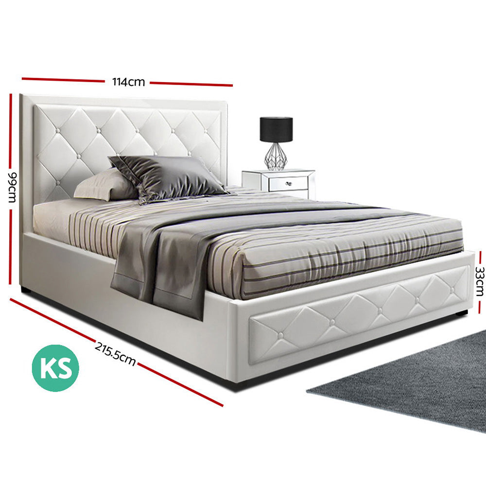 Artiss Bed Frame King Single Size Gas Lift White TIYO Chez Guru