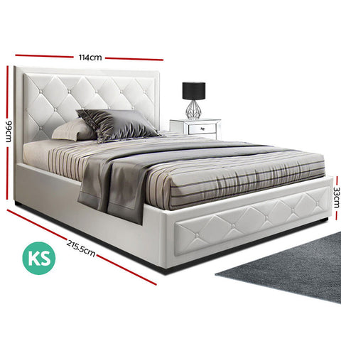 Artiss Bed Frame King Single Size Gas Lift White TIYO Chez Guru