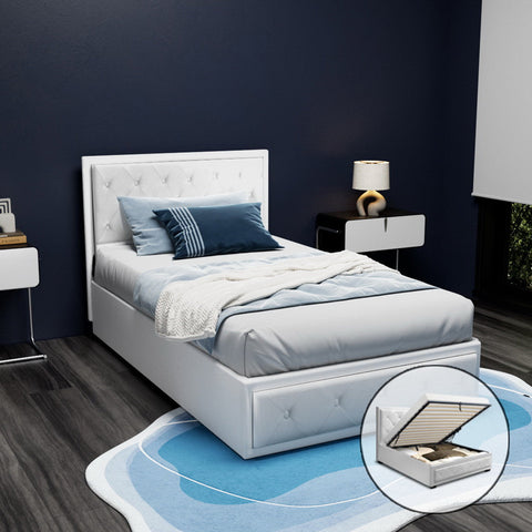 Artiss Bed Frame King Single Size Gas Lift White TIYO Chez Guru