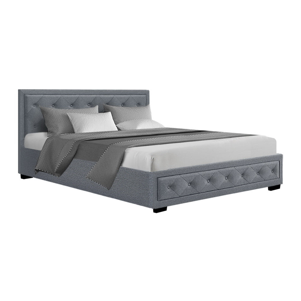 Artiss Bed Frame Queen Size Gas Lift Grey TIYO Chez Guru