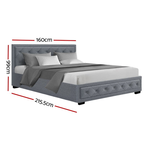 Artiss Bed Frame Queen Size Gas Lift Grey TIYO Chez Guru