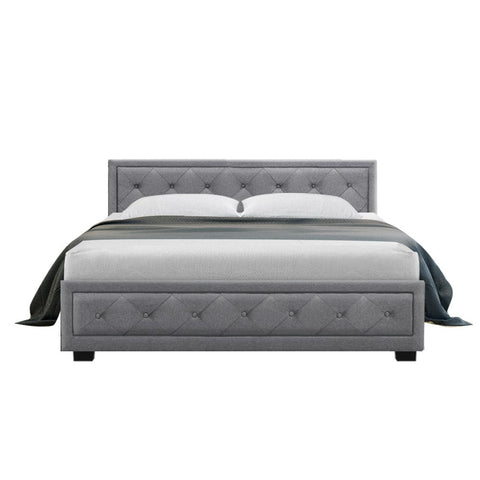 Artiss Bed Frame Queen Size Gas Lift Grey TIYO Chez Guru