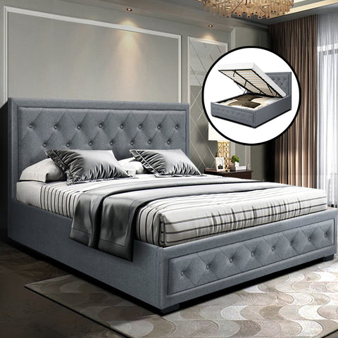 Artiss Bed Frame Queen Size Gas Lift Grey TIYO Chez Guru