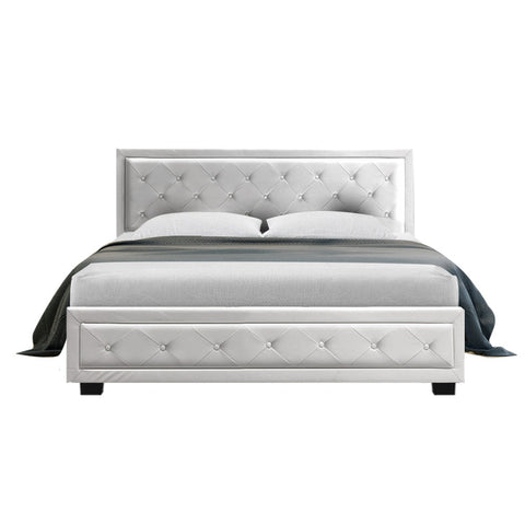 Artiss Bed Frame Queen Size Gas Lift White TIYO Chez Guru