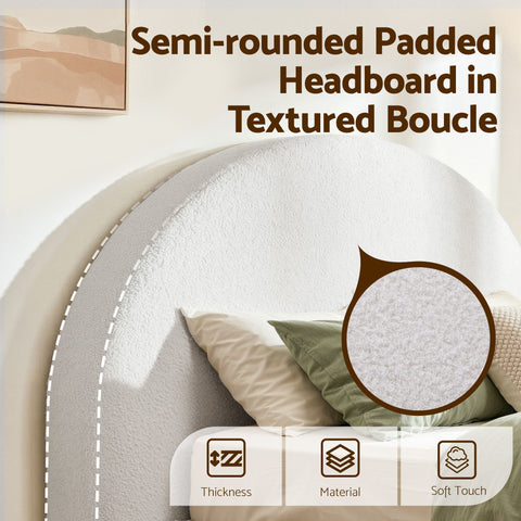 Artiss Double Bed Frame Boucle Fabric Vacuum Compressed Beds Removable Washable Cover No-Assembly