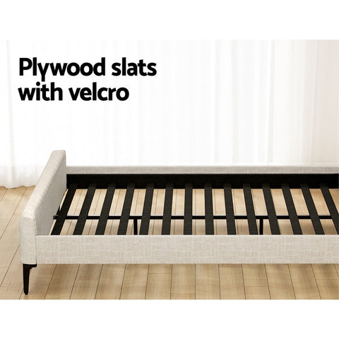 Artiss Bed Frame King Size Beige AMMY Chez Guru