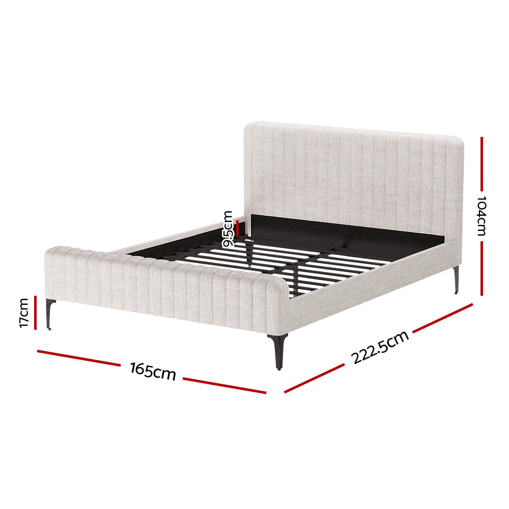 Artiss Bed Frame Queen Size Beige AMMY Chez Guru
