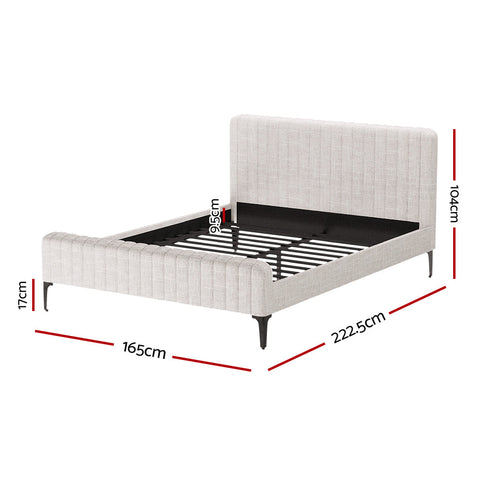 Artiss Bed Frame Queen Size Beige AMMY Chez Guru