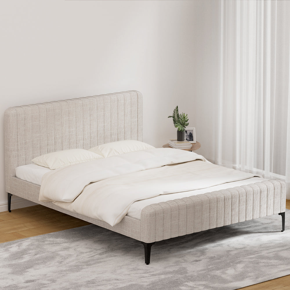 Artiss Bed Frame Queen Size Beige AMMY Chez Guru