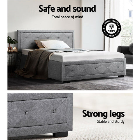 Artiss Bed Frame King Single Size Gas Lift Storage Mattress Base Wooden Grey Chez Guru