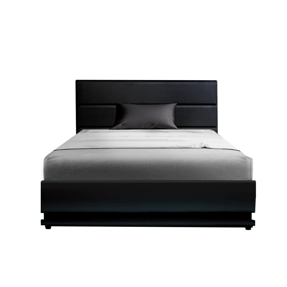 Artiss Bed Frame King Single Size LED Gas Lift Black LUMI Chez Guru
