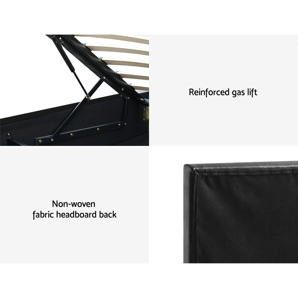 Artiss Bed Frame King Single Size LED Gas Lift Black LUMI Chez Guru