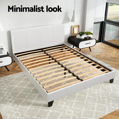 Artiss Bed Frame Queen Size White NEO Chez Guru
