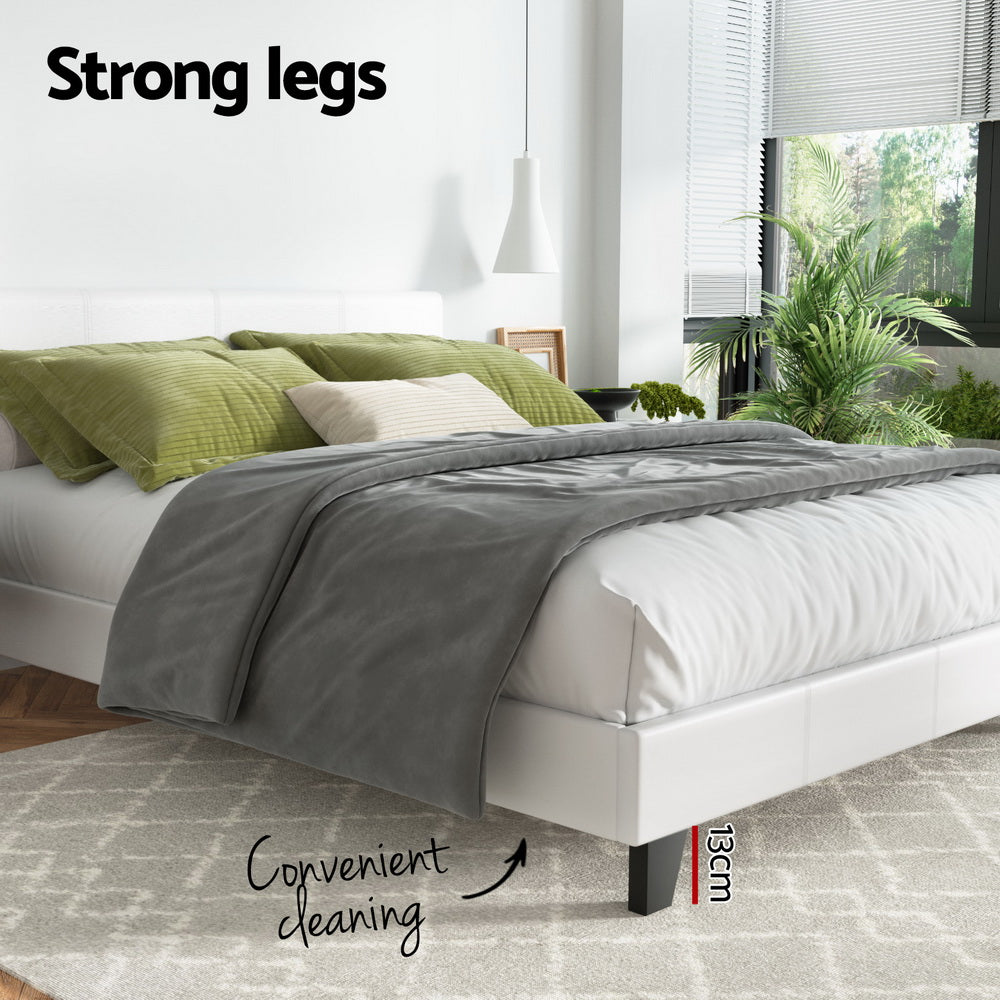 Artiss Bed Frame Queen Size White NEO Chez Guru