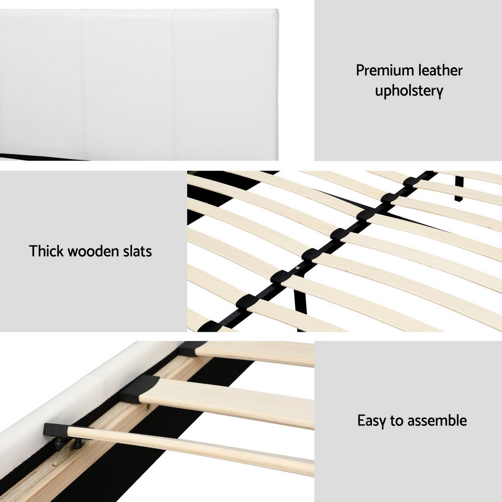 Artiss Bed Frame Queen Size White NEO Chez Guru