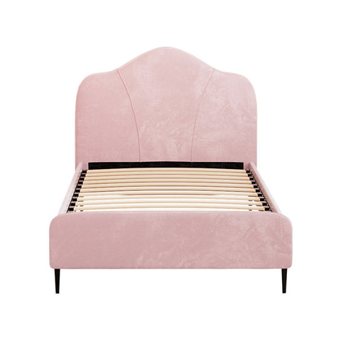 Artiss Bed Frame King Single Size Velvet Pink OLAN Chez Guru