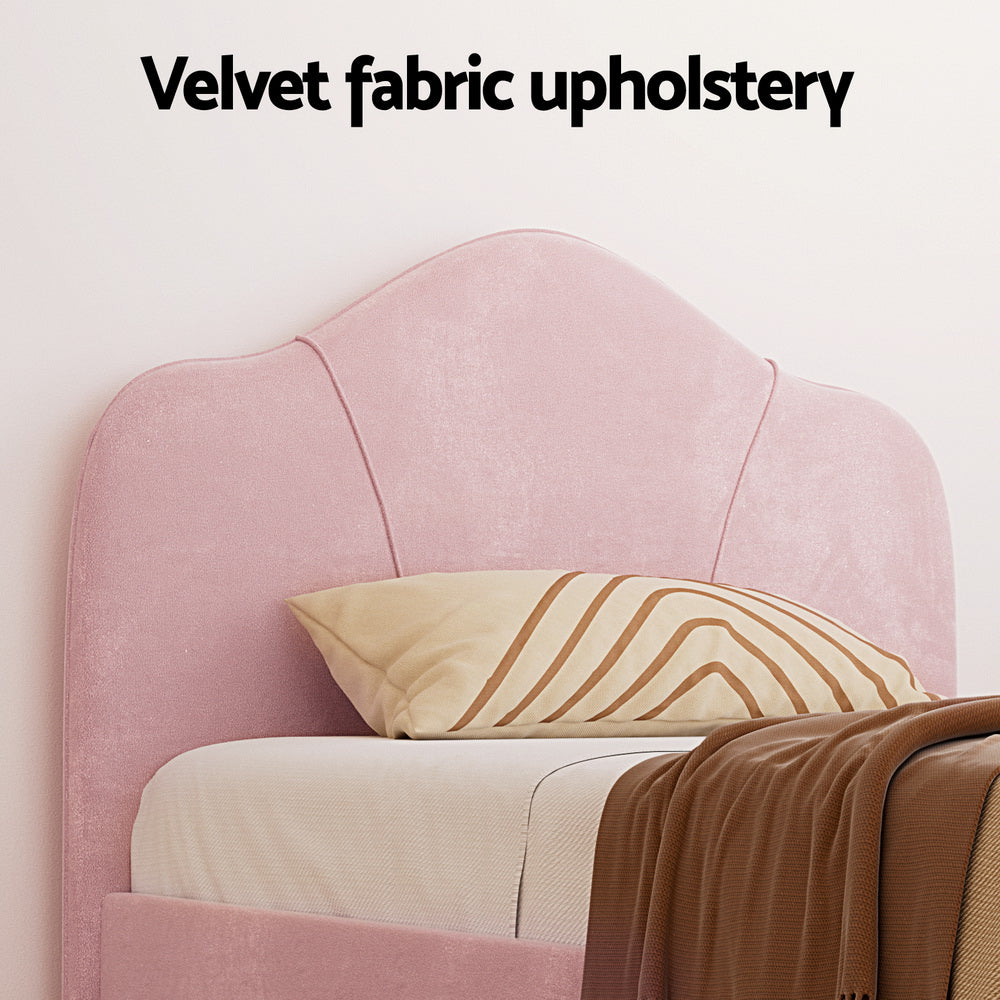 Artiss Bed Frame King Single Size Velvet Pink OLAN Chez Guru