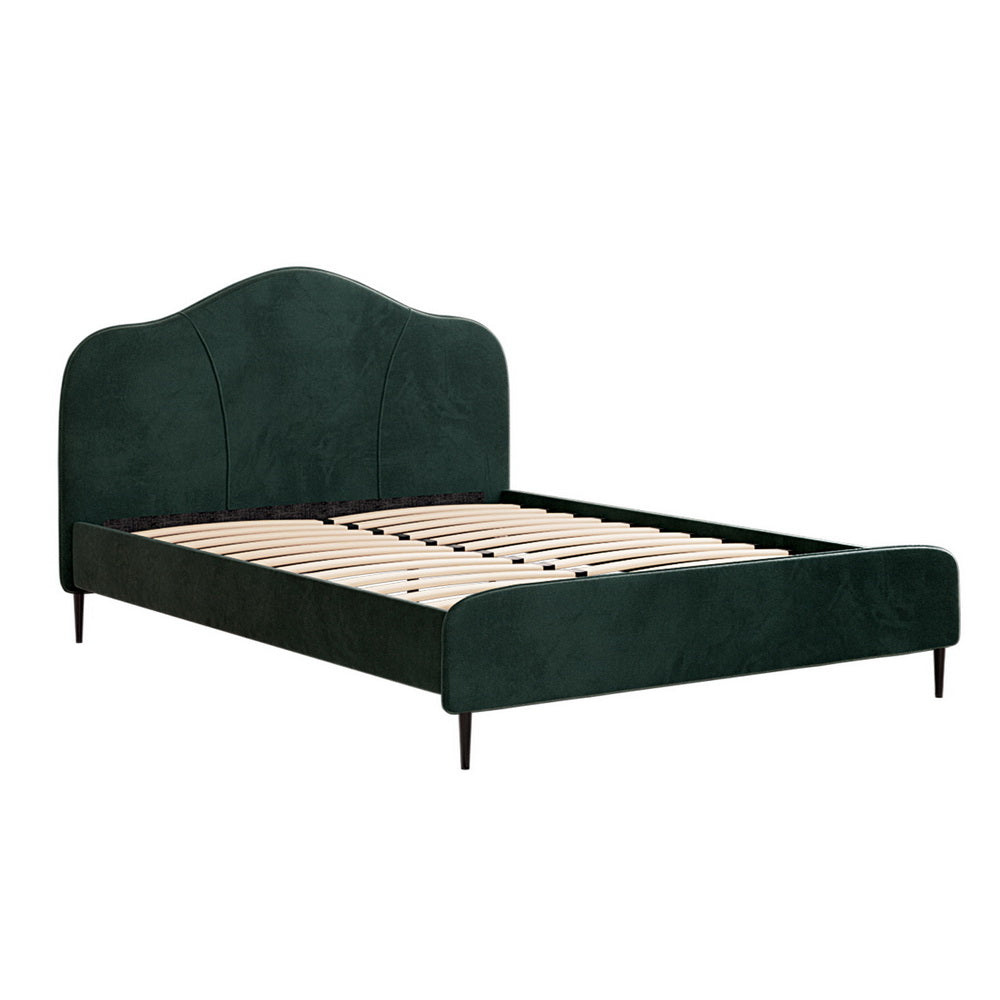 Artiss Bed Frame Queen Size Velvet Dark Green OLAN Chez Guru