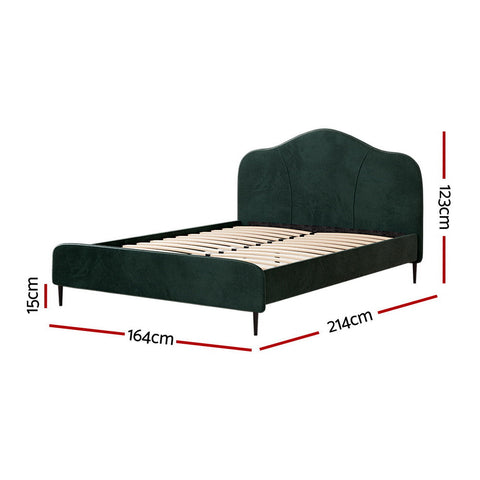 Artiss Bed Frame Queen Size Velvet Dark Green OLAN Chez Guru