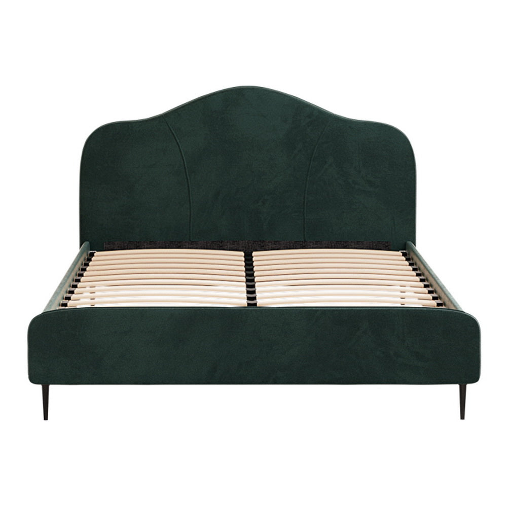 Artiss Bed Frame Queen Size Velvet Dark Green OLAN Chez Guru