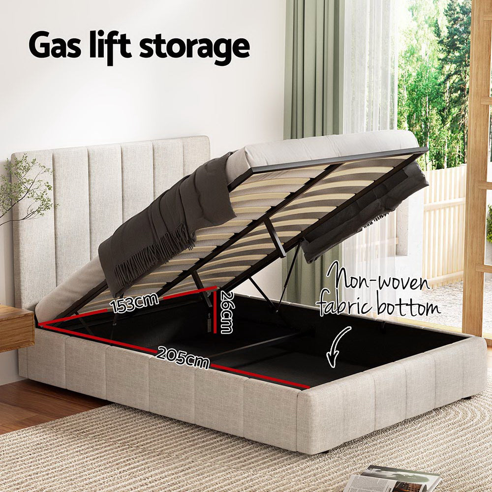 Artiss Bed Frame Queen Size Beige TETTE Chez Guru