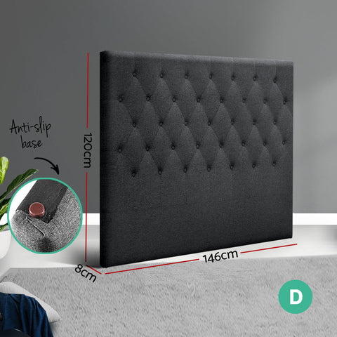 Artiss Bed Head Headboard Double Size Fabric - CAPPI Charcoal Chez Guru