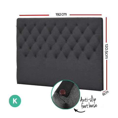 Artiss Bed Head Headboard King Size Fabric - CAPPI Charcoal Chez Guru