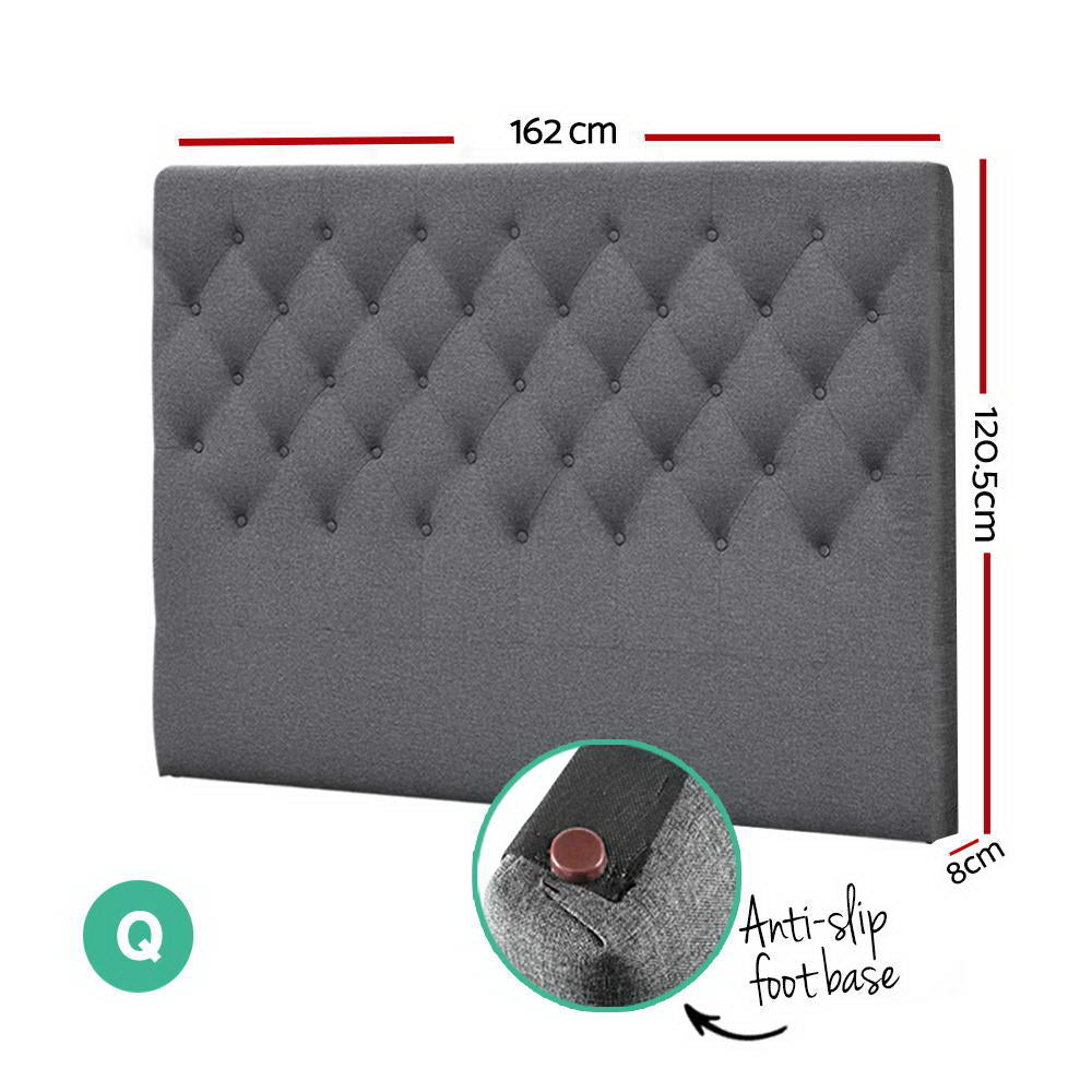 Artiss Bed Head Headboard Queen Size Fabric - CAPPI Grey Chez Guru