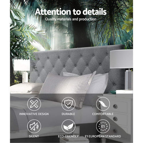 Artiss Bed Head Headboard Queen Size Fabric - CAPPI Grey Chez Guru