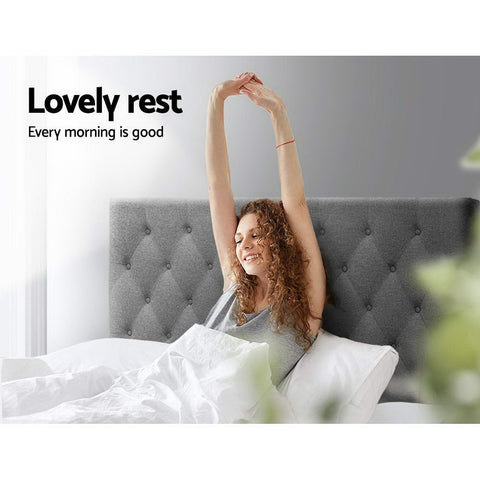 Artiss Bed Head Headboard Queen Size Fabric - CAPPI Grey Chez Guru
