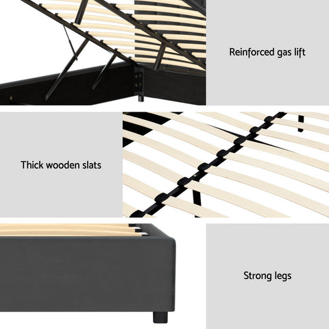 Artiss Bed Frame Double Size Velvet Grey FION Chez Guru