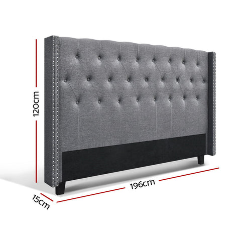 Artiss Bed Head Headboard King Size Fabric - LUCA Grey Chez Guru