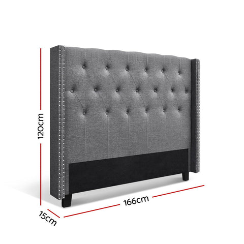 Artiss Bed Head Headboard Queen Size Fabric - LUCA Grey Chez Guru