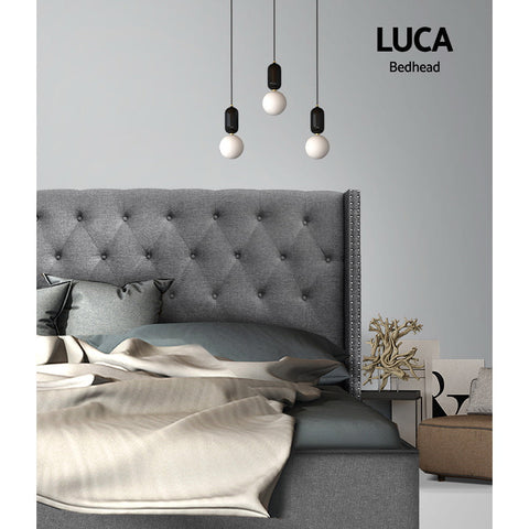 Artiss Bed Head Headboard Queen Size Fabric - LUCA Grey Chez Guru