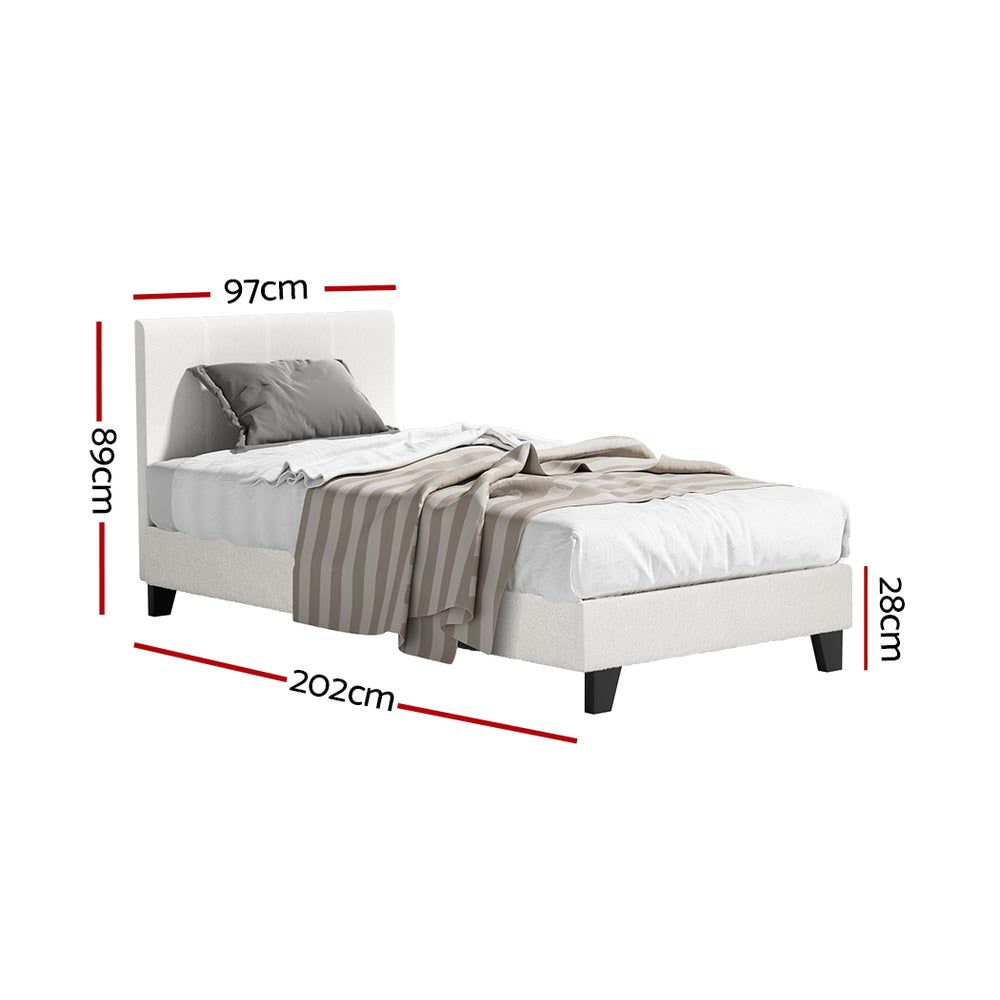 Artiss Bed Frame Single Size Boucle NEO Chez Guru