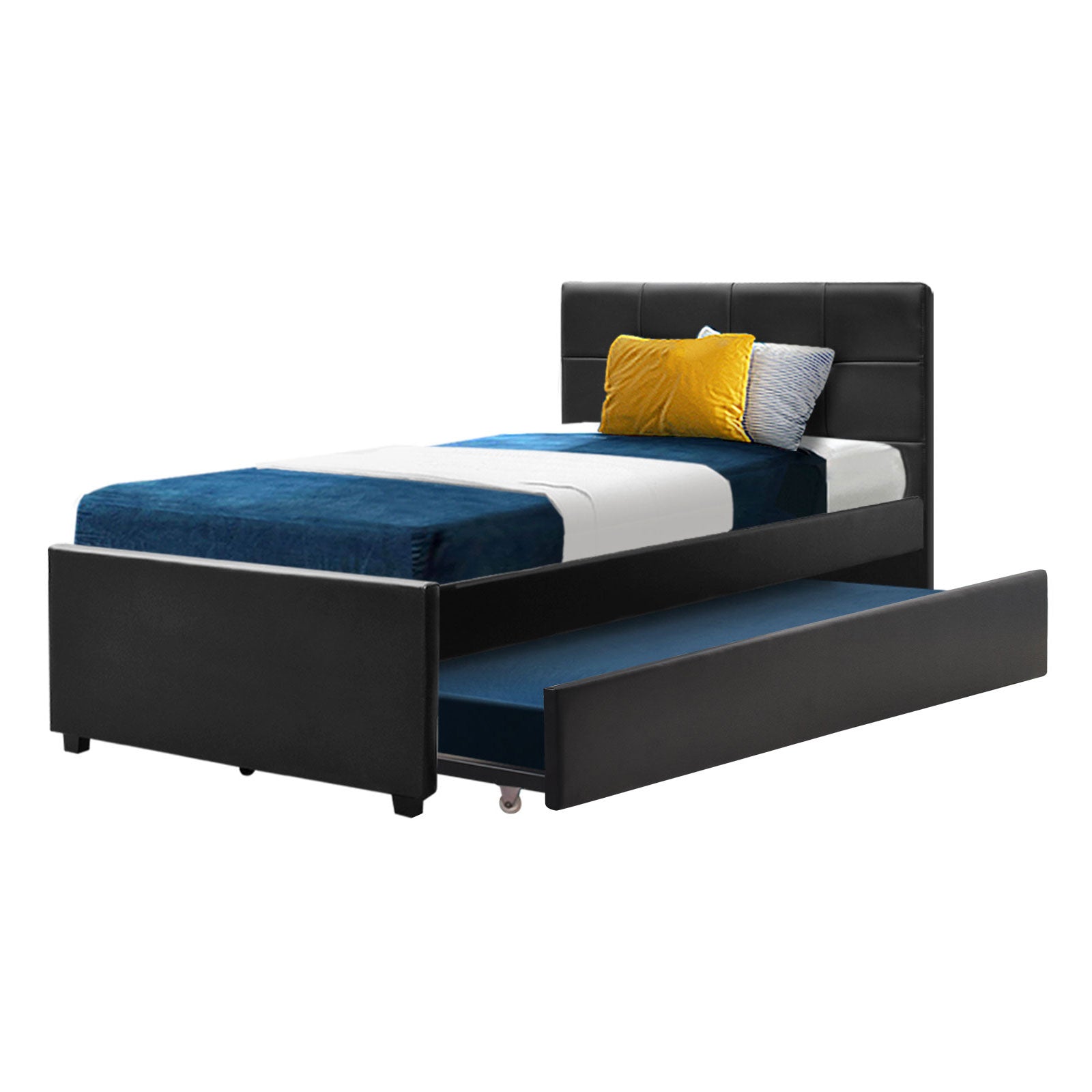 Artiss Bed Frame King Single Size Trundle Daybed Black Chez Guru