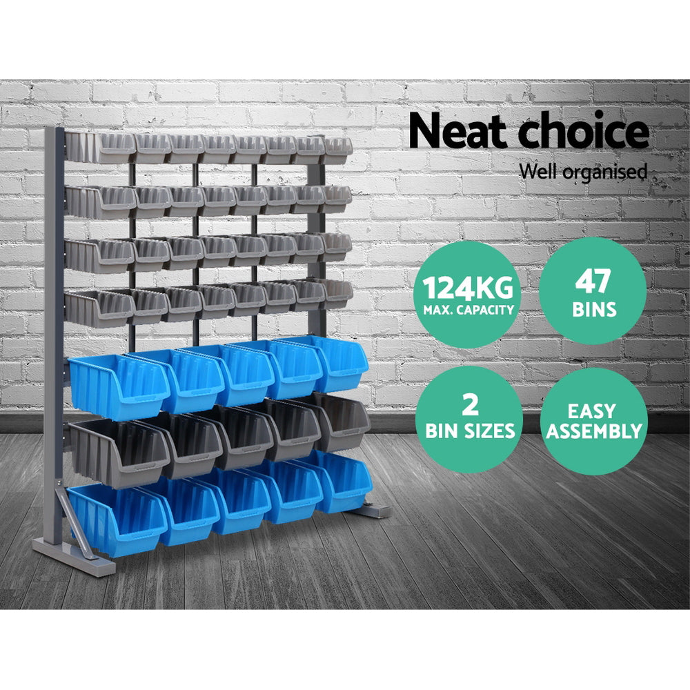 Giantz 47 Storage Bin Rack Free Stand Steel Stand Chez Guru