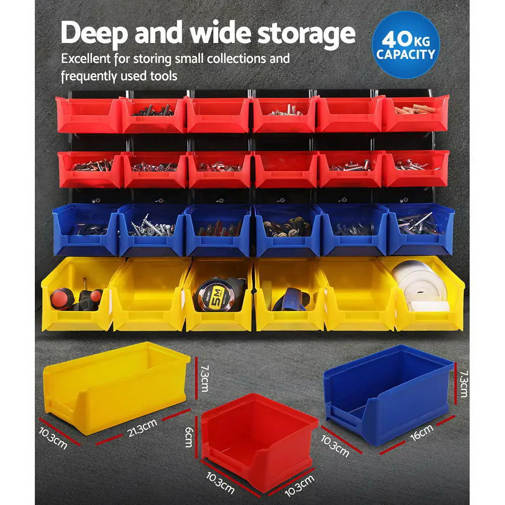Giantz 24 Storage Bin Rack Wall Mounted Chez Guru