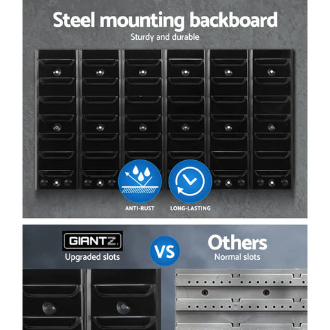 Giantz 48 Storage Bin Rack Wall Mounted Peg Board Chez Guru