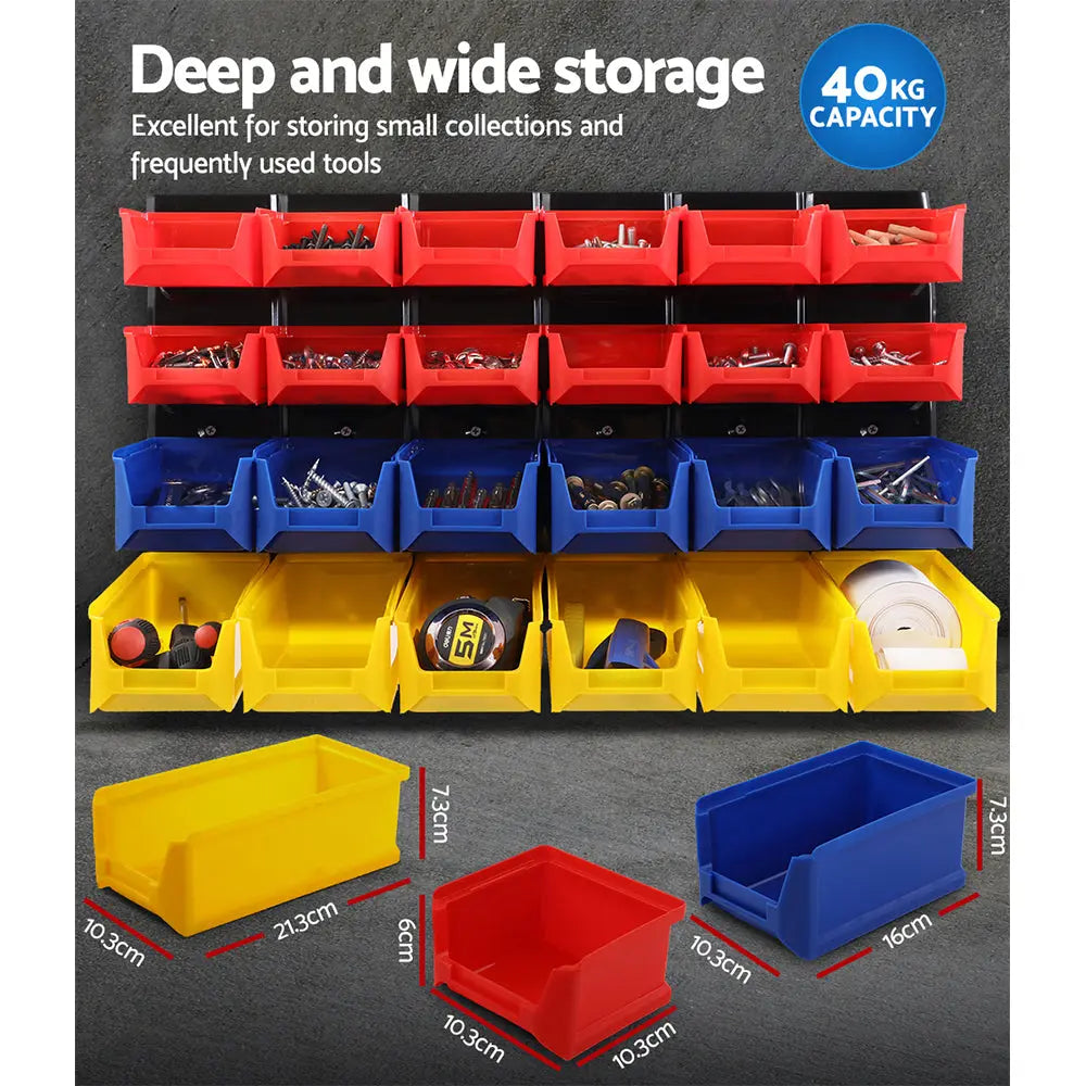 Giantz 48 Storage Bin Rack Wall Mounted Peg Board Chez Guru