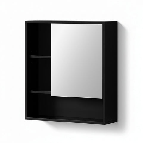 Cefito Bathroom Mirror Cabinet Mirrored Medicine Adjustable Shelf Wall Mounted 560mm Black