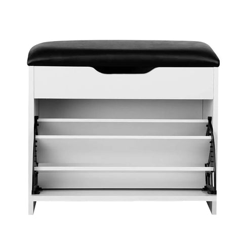 Artiss Shoe Rack Cabinet Bench 3-tier 15 Pairs White Chez Guru