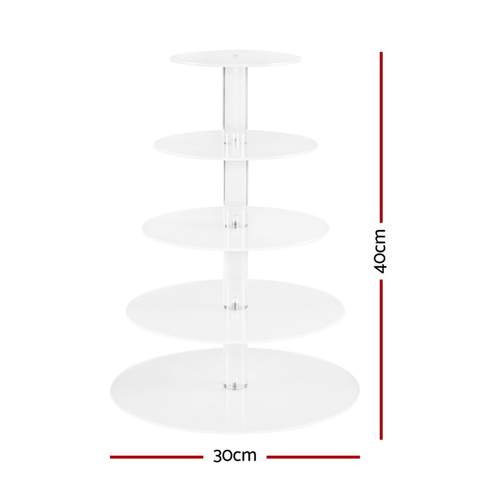 5-Star Chef Cake Stand 5 Tiers Acrylic Holder Display Round Clear Wedding Party Chez Guru