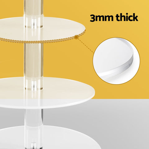 5-Star Chef Cake Stand 5 Tiers Acrylic Holder Display Round Clear Wedding Party Chez Guru