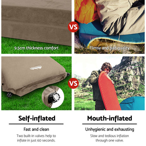 Weisshorn Self Inflating Mattress Camping Sleeping Mat Air Bed Double Set Coffee Chez Guru