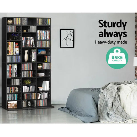Artiss Bookshelf CD Storage Rack - BERT Black Chez Guru