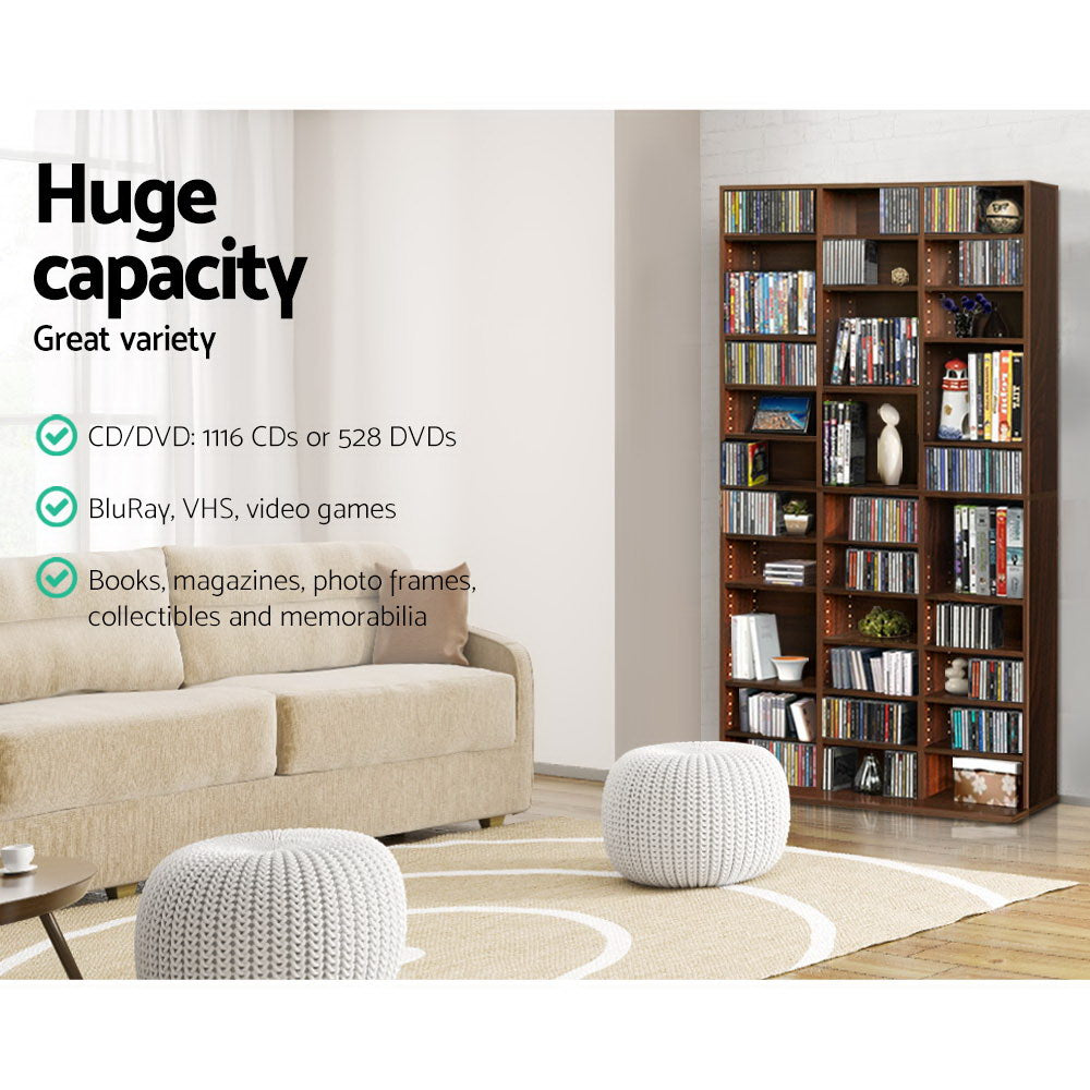 Artiss Bookshelf CD Storage Rack - BERT Walnut Chez Guru