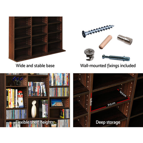 Artiss Bookshelf CD Storage Rack - BERT Walnut Chez Guru