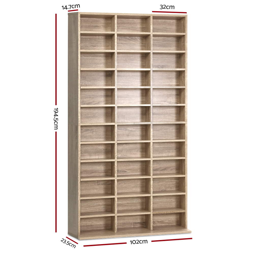 Artiss Bookshelf CD Storage Rack - BERT Oak Chez Guru